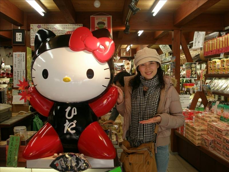 東瀛留學日記之又見合掌村高山古街(2008.11.5-6):再次跟這間店的kitty照相