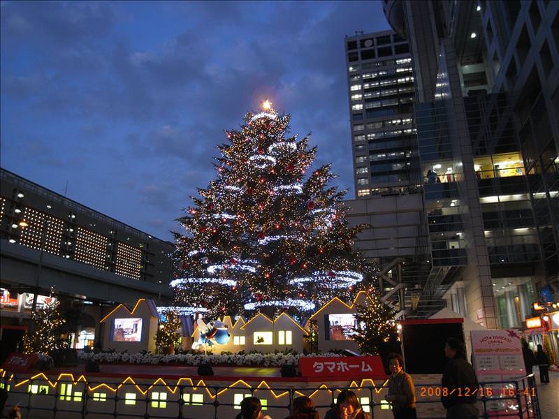 東瀛留學日記之東京行(2008.12.16 泰國料理&台場):電視台大樓廣場上的聖誕樹