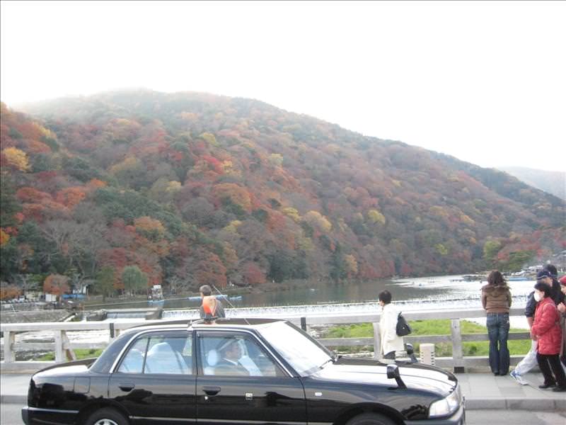 東瀛留學日記之京都嵐山賞楓(2008.12.1):本應該是滿山紅的美景，但是我們到那邊已是下午太陽快下山時