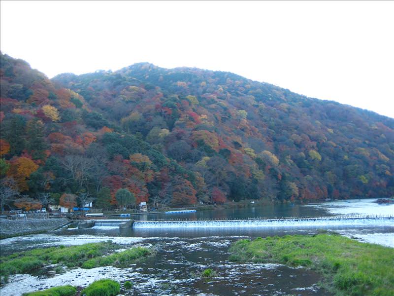 東瀛留學日記之京都嵐山賞楓(2008.12.1):完全背光，看不到五艷六色的山景