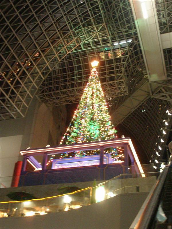 東瀛留學日記之京都嵐山賞楓(2008.12.1):吃完逛一下京都車站，有一株大聖誕樹