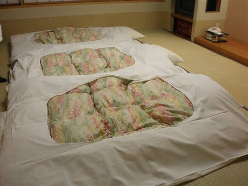 東瀛留學日記之童話世界篇(2008.1):回到旅館，房間內已經鋪好棉被床墊